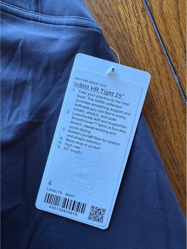 Lululemon Instill High Rise 25” Black Granite Size 6 NWT - Image 4