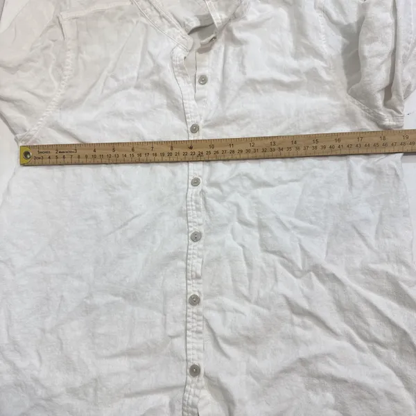 Orvis Linen White Beach Coastal Lagenlook Minimalist Blouse Size Medium - Image 3