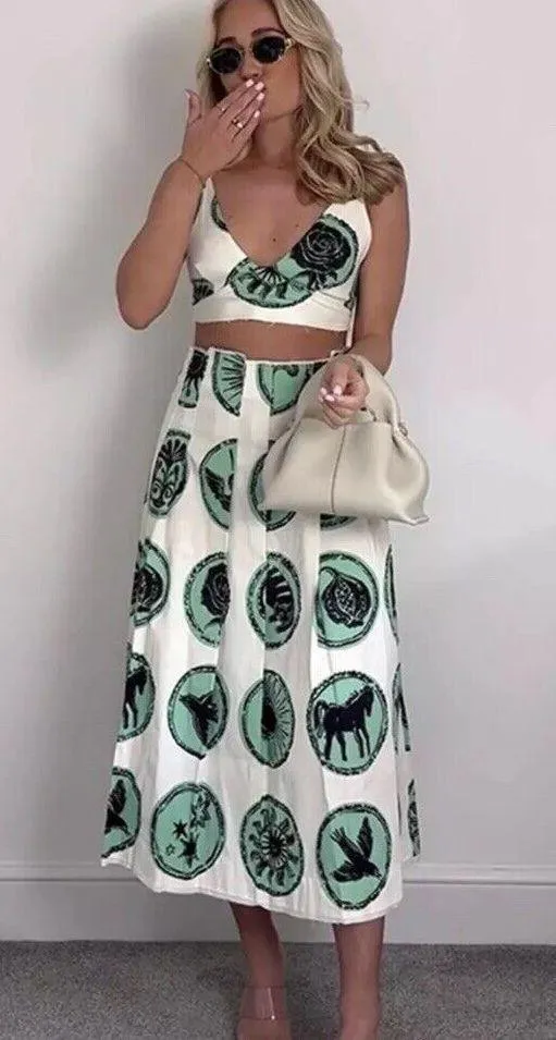 ZARA NWT PRINTED BOX PLEAT SKIRT ZW COLLECTION. Size Large - Image 6