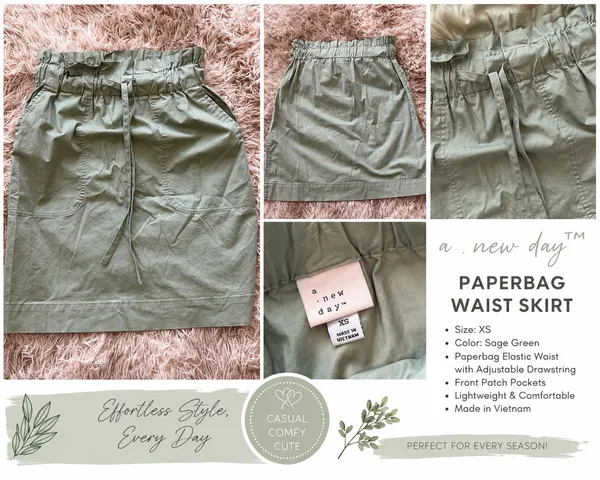 A New Day Sage Green Skirt. Elastic Waist. XS - Image 2