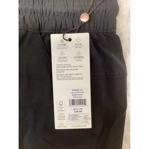 CALIA Utility High Rise Boardshort Pure‎ Black XS WSA23507B NWT - Image 4