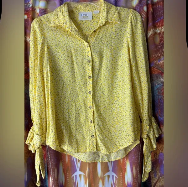 Maeve Anthropologie Blithe Yellow Patterned Button Down ✨ - Image 4