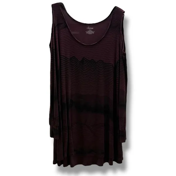 Soma Women's Cold Shoulder Tunic Merlot Agile Lines Banded Cuffs‎ Size Medium - Image 5