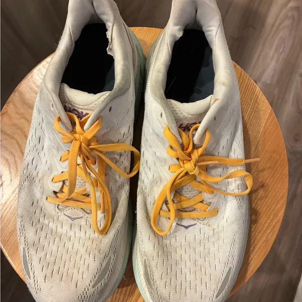Hoka Women's Cream Athletic Shoes with Yellow Laces - Image 2