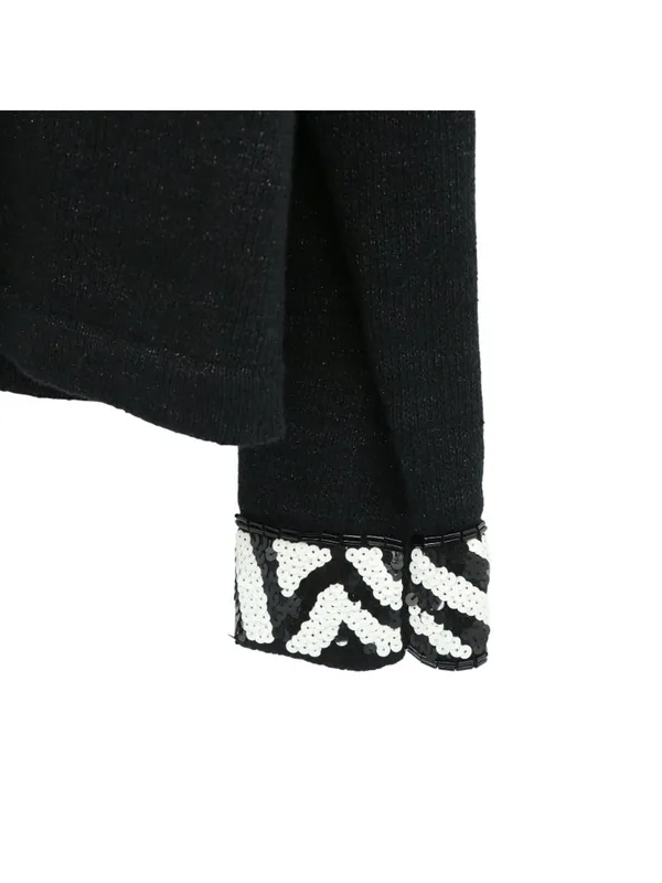 Design Options by Philip & Jane Gordon Black Zebra Sequin Cardigan Sweater L - Image 4