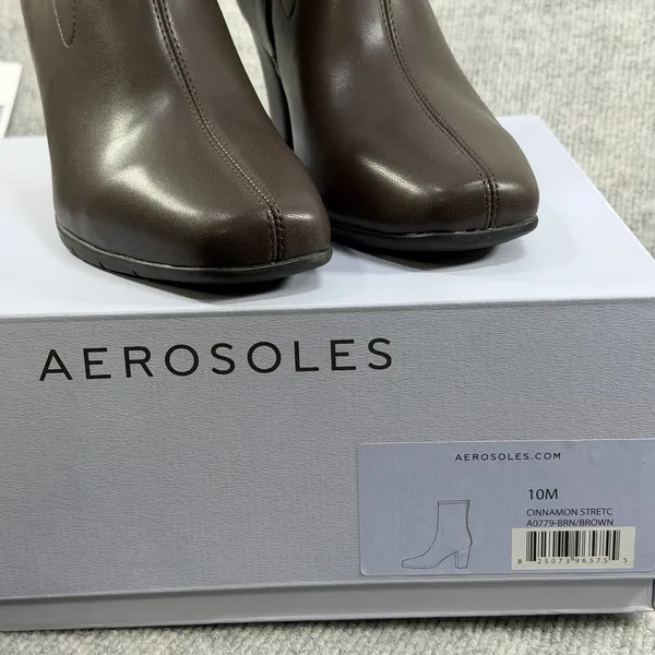 Aerosoles Size-10M Cinnamon Stretch Womens Ankle Boots Brown Faux Leather - Image 5