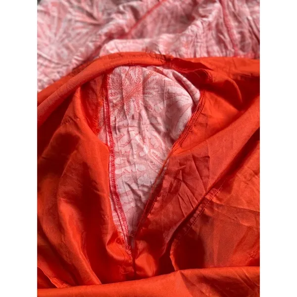 Betsey Johnson Maxi Dress‎ Large Orange Palm Leaf Print Tropical Tiered Smocked - Image 9
