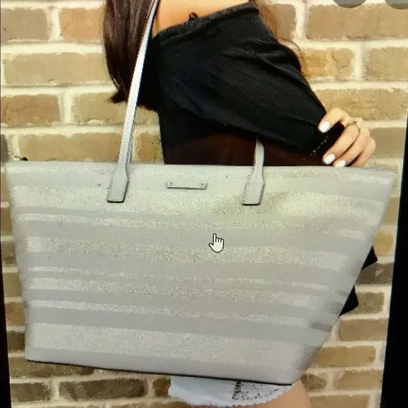 Kate Spade Silver and Gray Shimmery Tote - Image 2