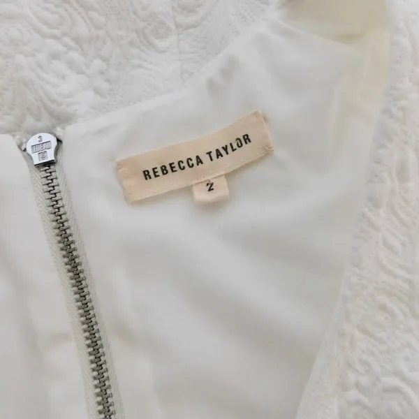 REBECCA TAYLOR Matelasse White Jacquard Lace Shift Dress Bridal Wedding Size 2 - Image 10