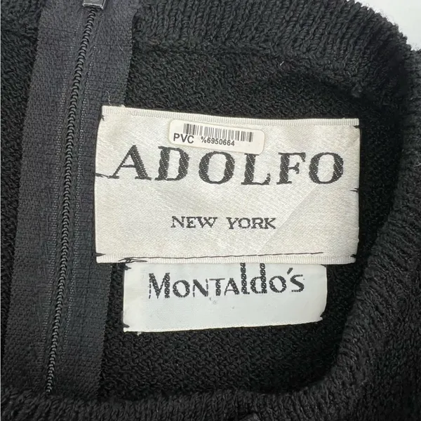 Vintage Adolfo for Montalfis black bow dress‎ wool blend - Image 3