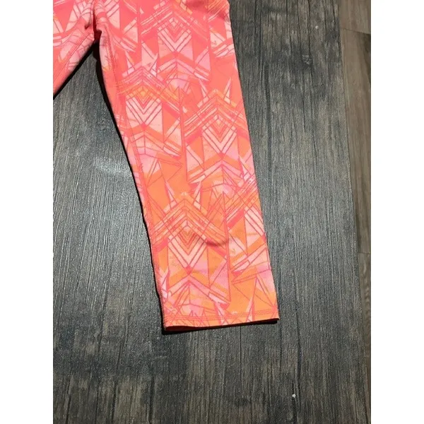 Alo Yoga Women Coral Pink Orange Geometric Print Capri Gym Sporty Small - Image 10
