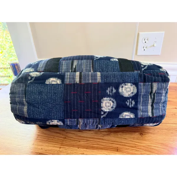 Artisan Quilted Patchwork Indigo Duffel Weekender Bag Large Blue Boho Style‎ - Image 8