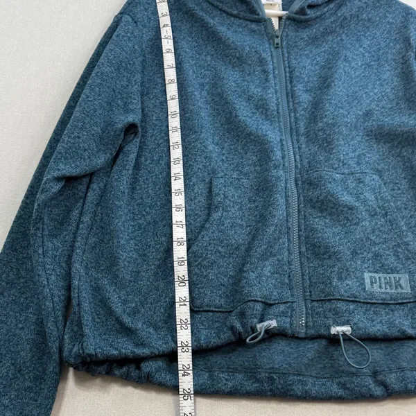 PINK Victoria's Secret Teal Zip-Up Sweater - Image 4
