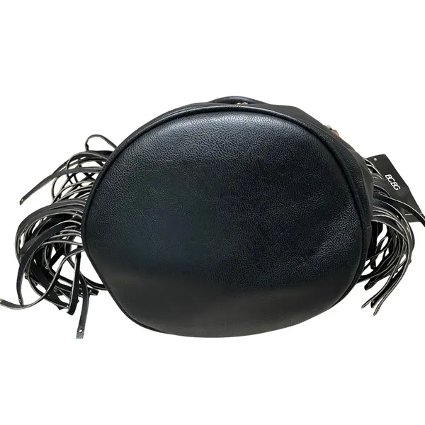 BCBG Paris‎ fringe bucket bag black vegan drawstring shoulder convertible NEW - Image 6
