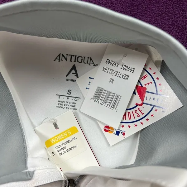 Antigua‎ Women's MLB Los Angeles Angels White Full Zip Leader Jacket Size Small - Image 5