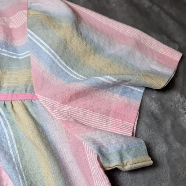 Vintage Katy Womens Size Small Nightgown Pastel Striped Maxi House Dress USA - Image 11