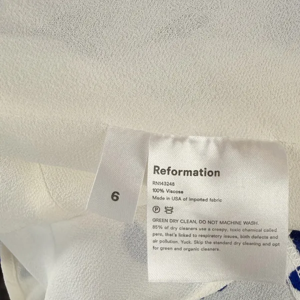 Reformation Juliette Slit Midi Dress in Dalmatian White‎ Blue Size 6 - Image 7