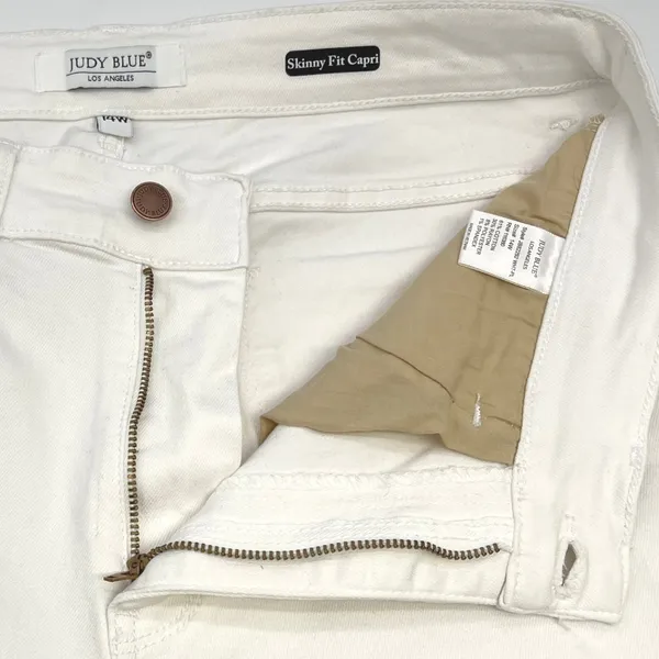 Judy Blue Skinny Fit Capri Jeans Women 14W White Stretch Coastal Preppy Minimal‎ - Image 5