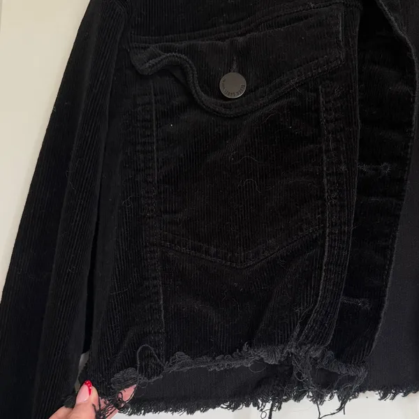 Black Cropped corduroy Jacket - Image 2