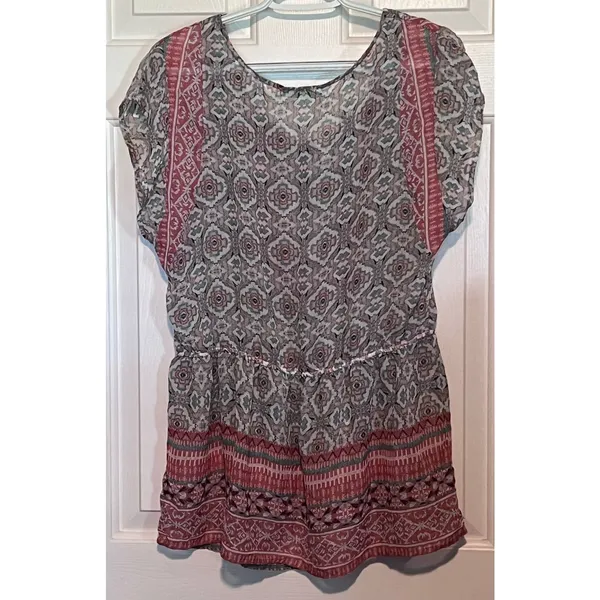 Maurices Women's Baby Doll Blouse Elastic‎ Waist Size L 28" Long x 20" PTP - Image 2