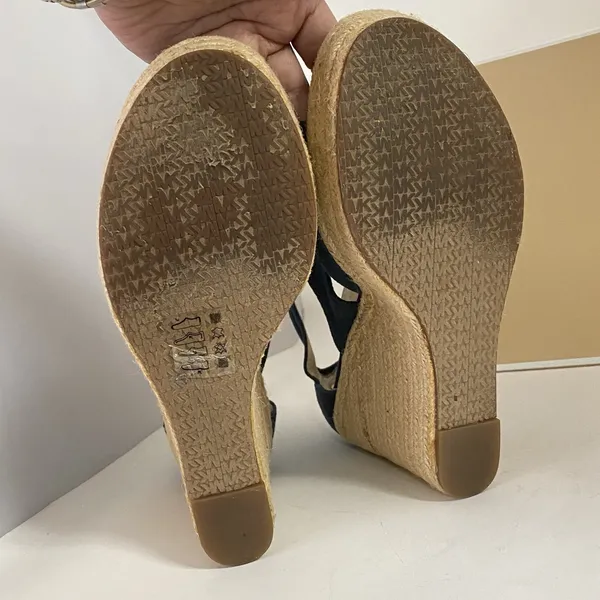 Michael Kors Womens Sz 9 Berkley Sandal Blue Wedge‎ Platform Espadrille Zip Up - Image 10