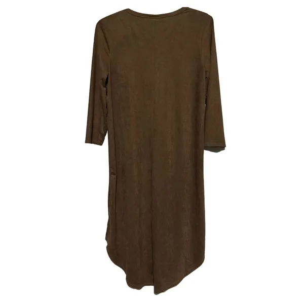 Wrangler Women's Brown Faux‎ Suede High Low Top Long Sleeves V-Neck Top Size S - Image 2
