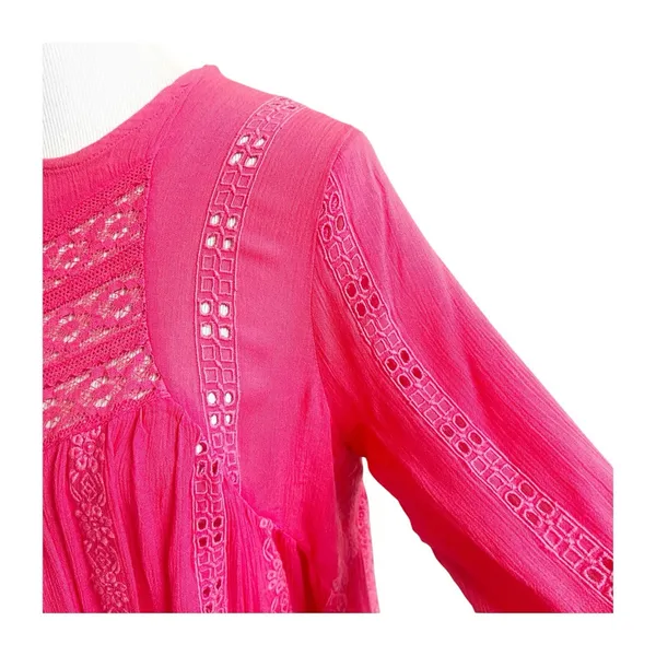 Free People Coral Pink Kiss Kiss Tunic Top Dress Shirt Small Sweetest Dream - Image 5