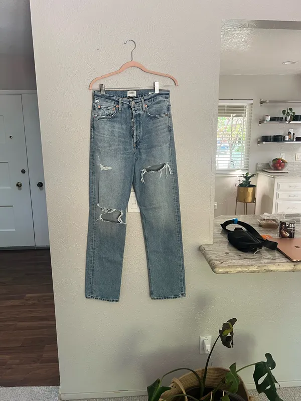 Citizens of humanity Eva light wash straight leg mid rise distressed jeans 25 - Image 4