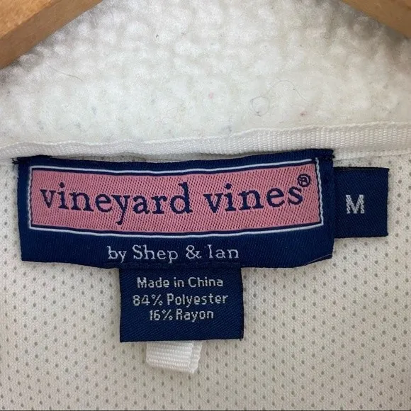 Vineyard Vines White Fleece Quilted Zip Up Sleeveless Vest M - Image 8