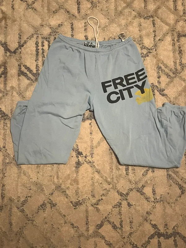 Free City Light Blue And Yellow Limited Sweats - Image 4