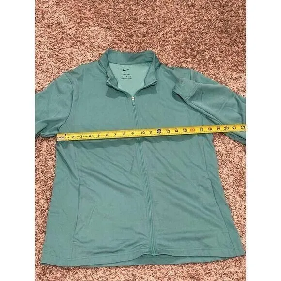 Nike Dri-FIT Women Full Zip Athletic Jacket Teal Green Mock Neck Large - Image 4