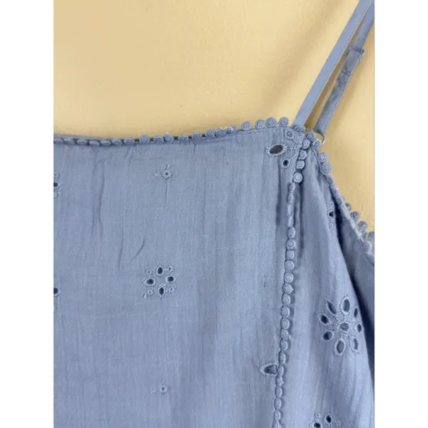 Aerie Blue Eyelet Mini Babydoll Dress Women’s XS Sundress Boho Cottagecore - Image 6