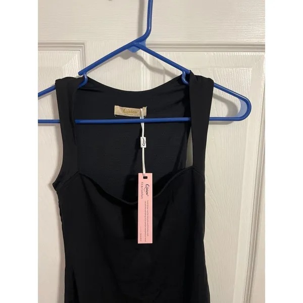 Qinsen Square Neck Stretch Flare Mini Dress Size 4 New With Tag - Image 5