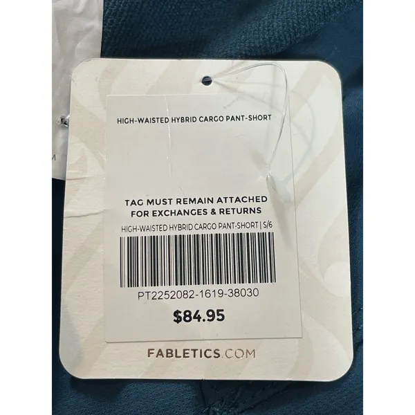 Fabletics High Waisted Hybrid Cargo Pants Short Inseam Teal Blue S Stretch NWT - Image 5