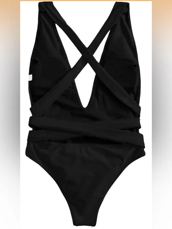 Lilosy Sexy Tie Criss Cross Plunge Thong Swimsuit High Cut Brazilian swimwear - Image 5