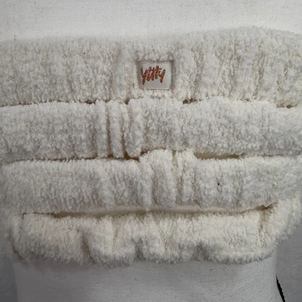 Yitty Small Pet Me Four Strap Bandeau Ivory Fuzzy Faux Fur Crop Top BN2253619 - Image 7