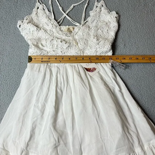Chelsea & Violet Dress Womens Juniors S White Lace Bodice‎ Smocked Back Mini NEW - Image 7