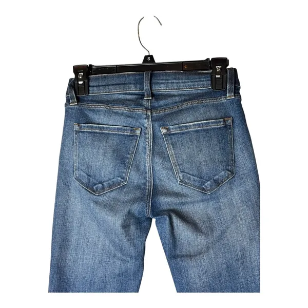 J Brand Jeans Womens 24 Blue Denim Faded Chewed Hem Flare Leg‎ Streetwear Edgy - Image 4