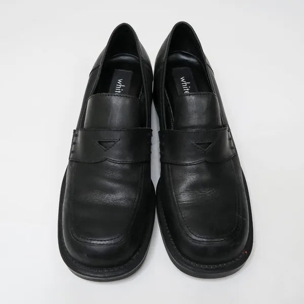 Vintage 90s Whitemt Black Leather Heeled Loafers - Brookline - Image 3
