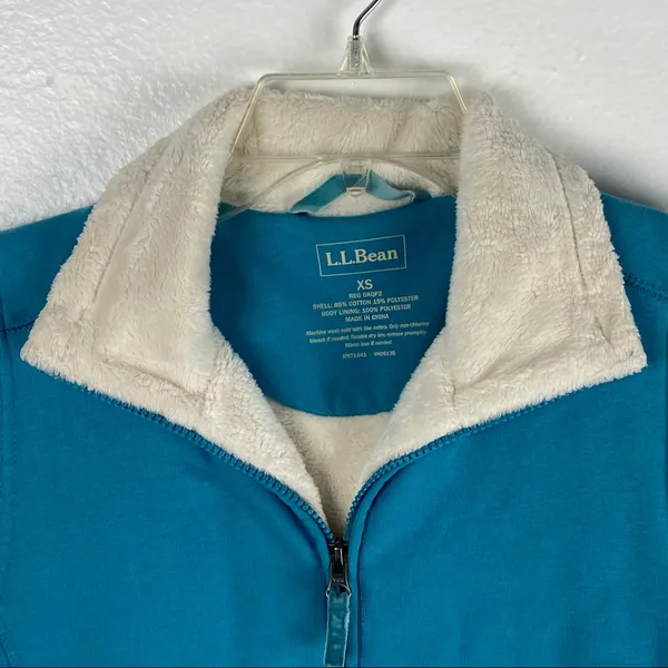 L.L. BEAN Aqua Blue Fleeced Lined Full Zipper Vest Size XS Hiking Outerwear Cozy - Image 8