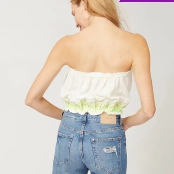 FREE PEOPLE Ivory No More Tiers Strapless Crop Top women’s Size Small‎ NEW - Image 2