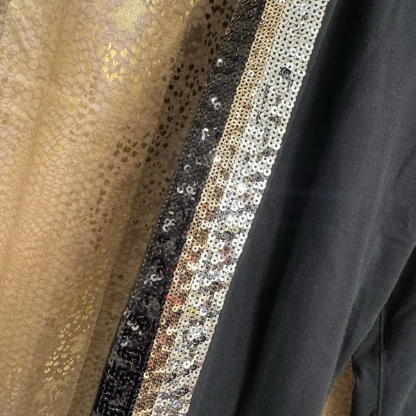 PINK Victorias Secret Sequin Bling Silver Black Gold Jogger Pants Medium - Image 4