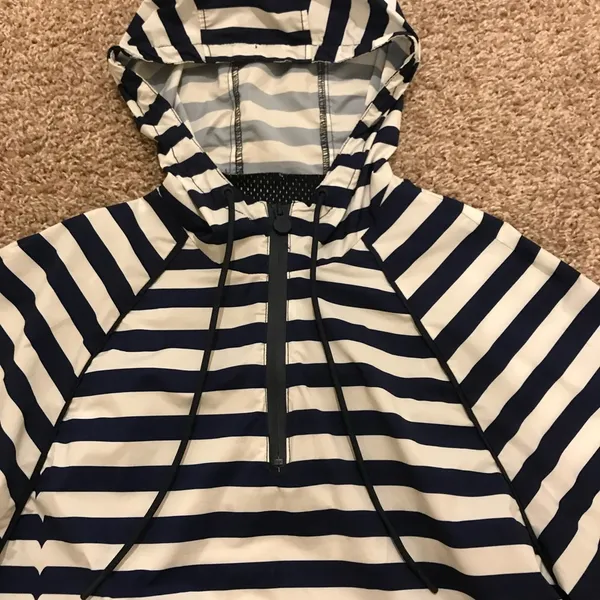 Hunter by Target Blue, Green, and White Rain Jacket. Has Stripes and Mesh Detail - Image 3