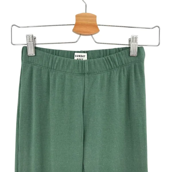 Aritzia Sunday Best Tate‎ Pants High-Waisted Flare Ribbed Stretch Green Size XS - Image 2