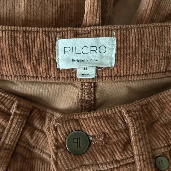 Anthropologie Pilcro Corduroy Pants Brown High Rise Straight Wide Leg Cuffed 25 - Image 6