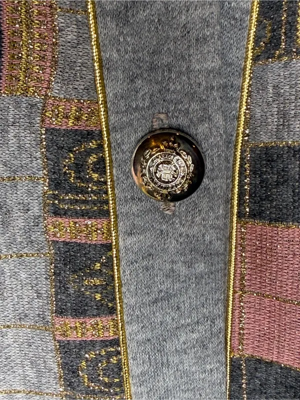 Vintage 80s Pablo Collection XL Metallic Patchwork Knit Jacket Made USA - Image 5