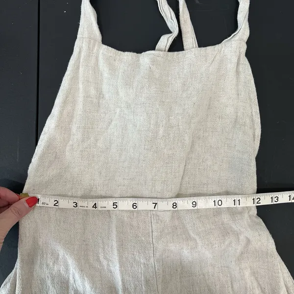Audrey 3+1 S Small Jumpsuit Bibbed Overall Linen Cropped Sleeveless Boho Coastal - Image 9