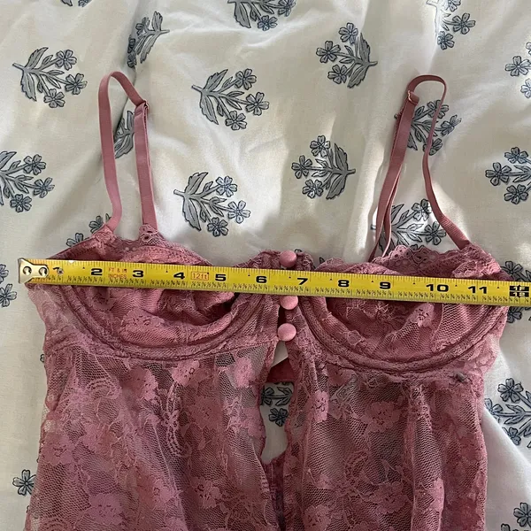 Out From Under Cherie Sheer Lace Babydoll Cami Rose‎ Pink Small - Image 8