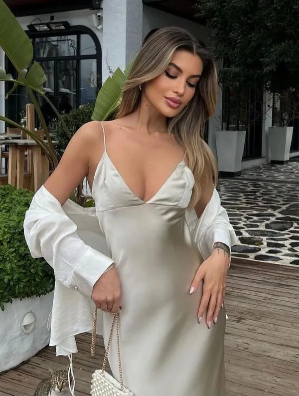 ZARA dress satin effect maxi midi slip on wedding party cocktail - Image 3