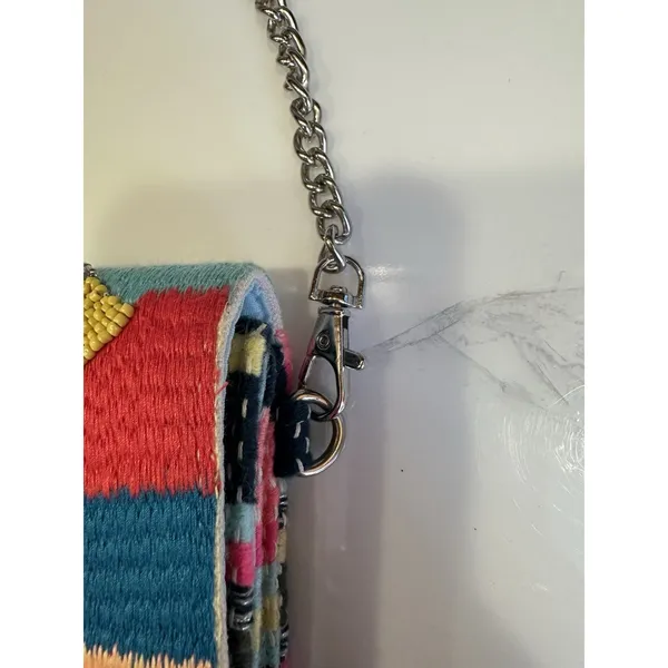 America & Beyond Beaded Clutch Shoulder Flap Chain Bag Purse Colorful Artsy Boho - Image 3